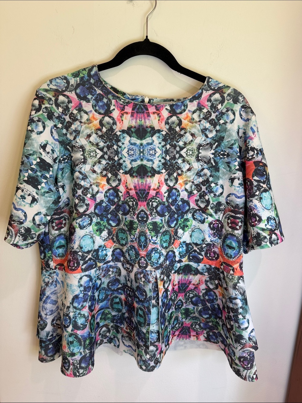 ASOS Curve Multicolor Gem-Print Peplum Top, 18 Plus Size